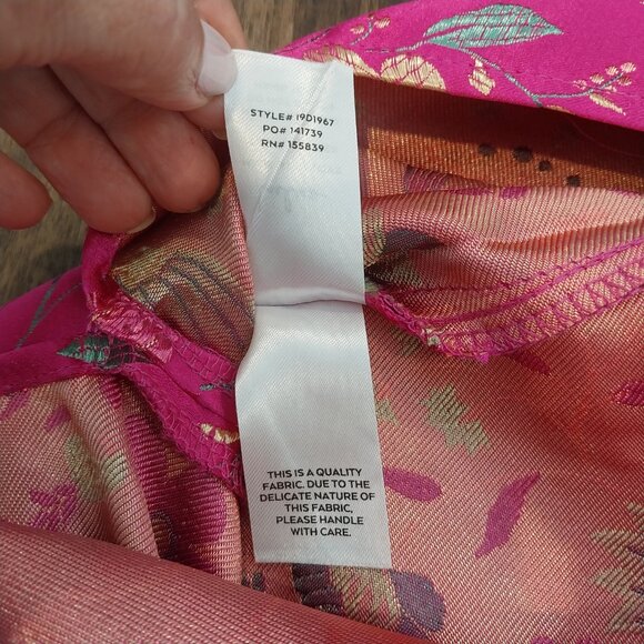 Lulus Strapless Midi Dress M 6 Make a Move Pink Magenta Satin Floral Jacquard - Picture 14 of 15